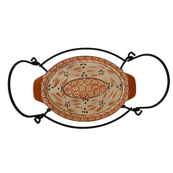 Casserole Trivet Dish 3 Plates Metal Stand 6pc Temptations by Tara Old World 2 - Picture 9 of 13